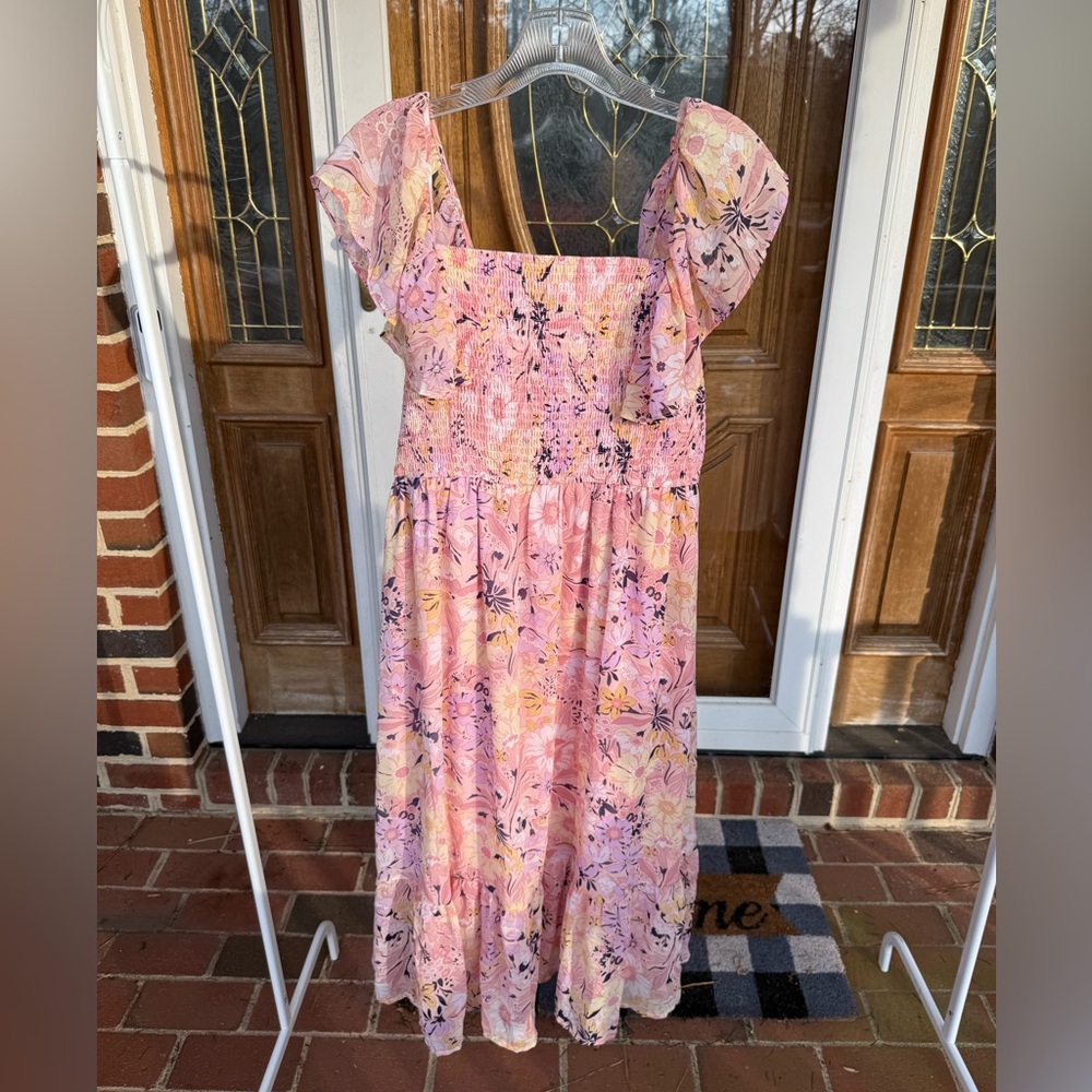 Miami Pink Floral Smocked Dress
